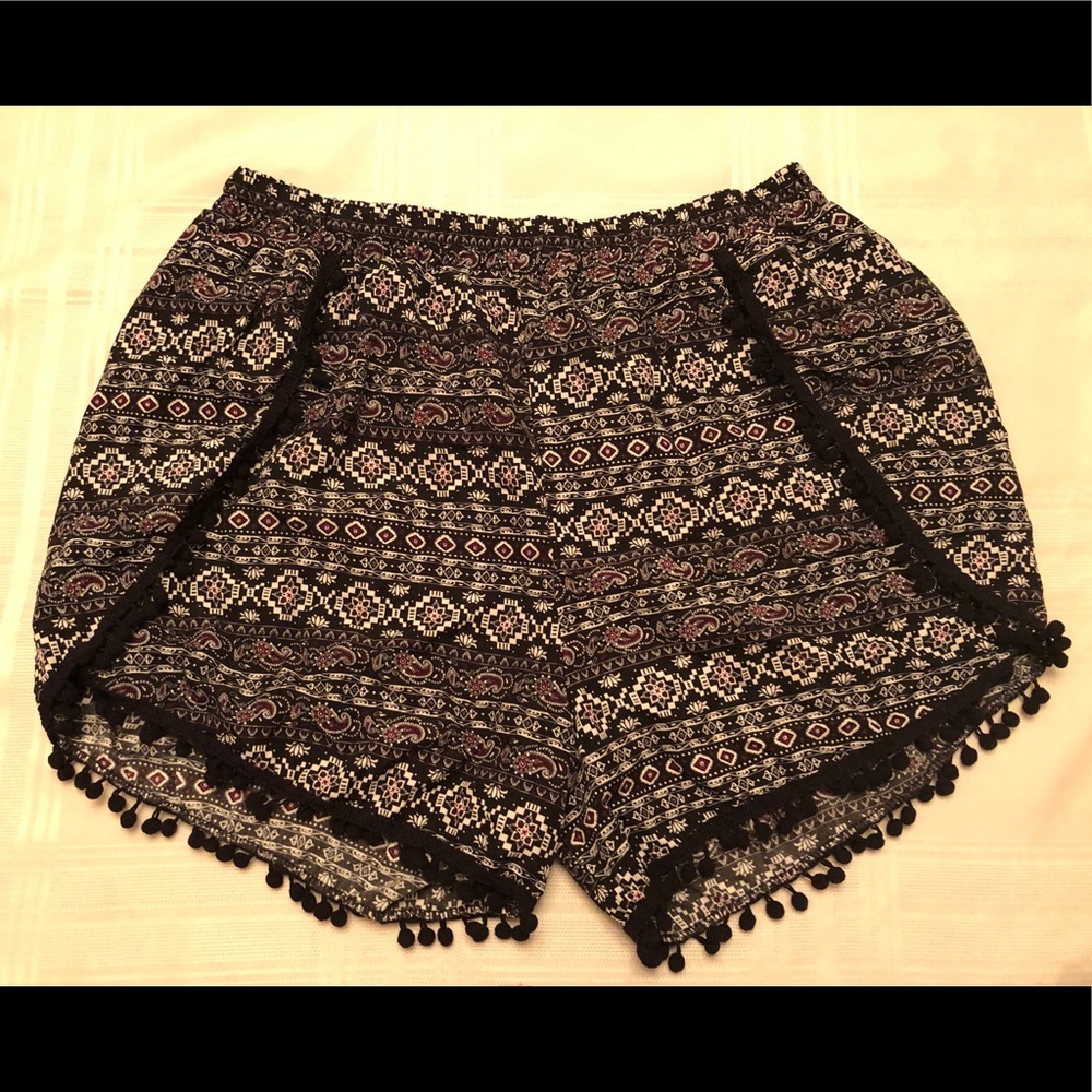 Tribal Pattern Black Shorts